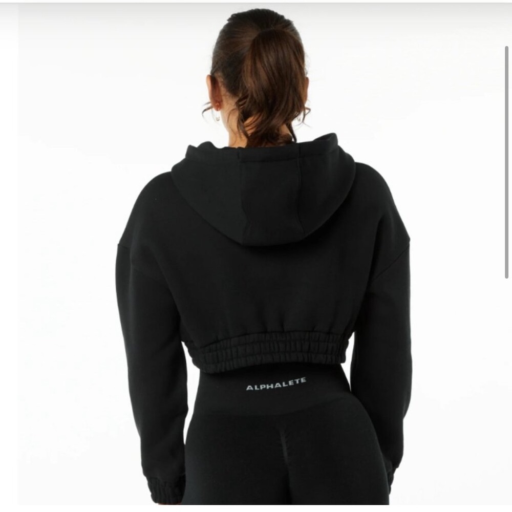 Alphalete Women's Brushed Fleece Half-Zip Crop Hoodie size S - Picture 2 of 9